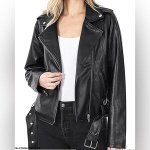 Zenana Outfitters Black Faux Leather Jacket